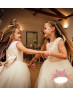 Cap Sleeves Velvet Tulle Flower Girl Dress